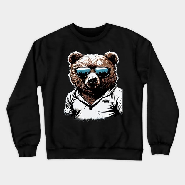 Bear Wearing Sunglasses Crewneck Sweatshirt by AI INKER